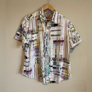Robert Graham White Multicolor Striped Men's Shirt